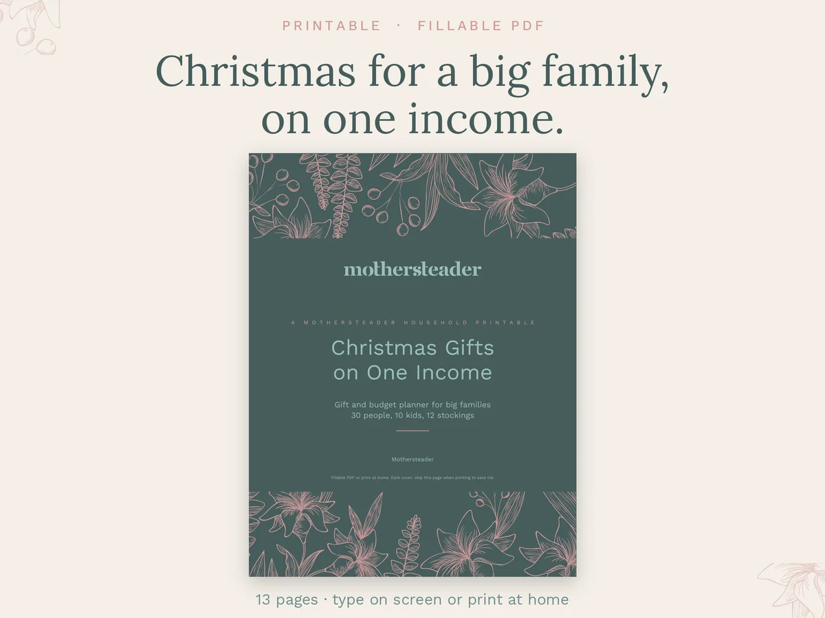 Christmas Gift and Budget Planner for big families, a 13-page fillable printable