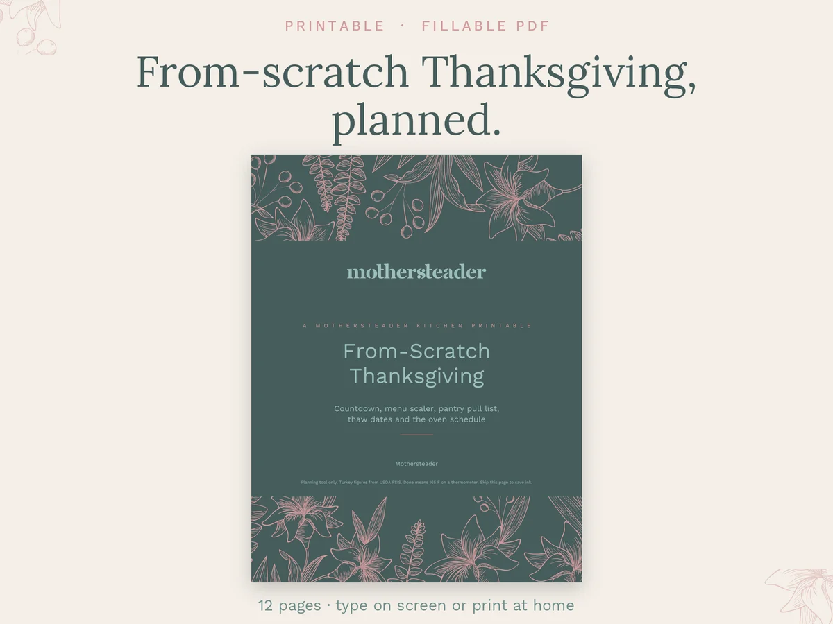 From-Scratch Thanksgiving Planner, a 12-page fillable printable