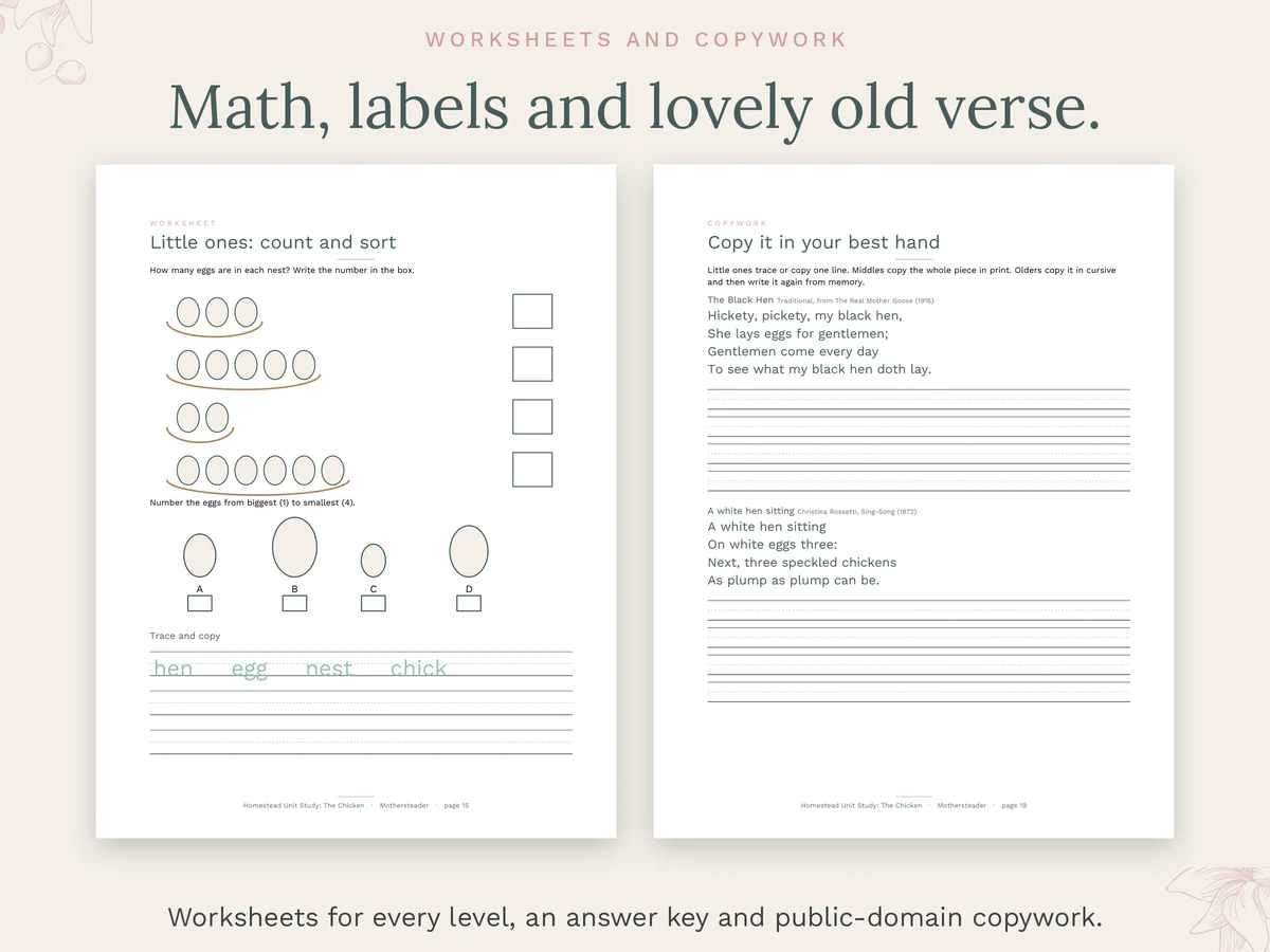 Worksheets and public-domain copywork