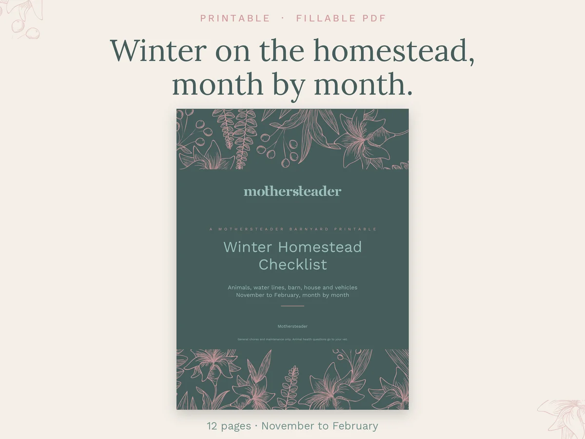Winter Homestead Checklist, a 12-page fillable printable